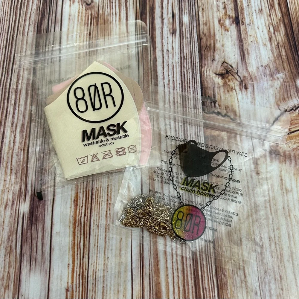 8 Other Reasons 3 Pack Reusable Neutral Mask And Mask Chain Duo Bundle OS